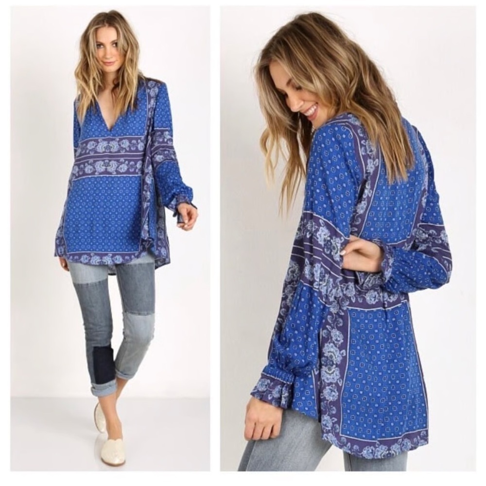 Free People Changing Times printed tunic blouse Medium